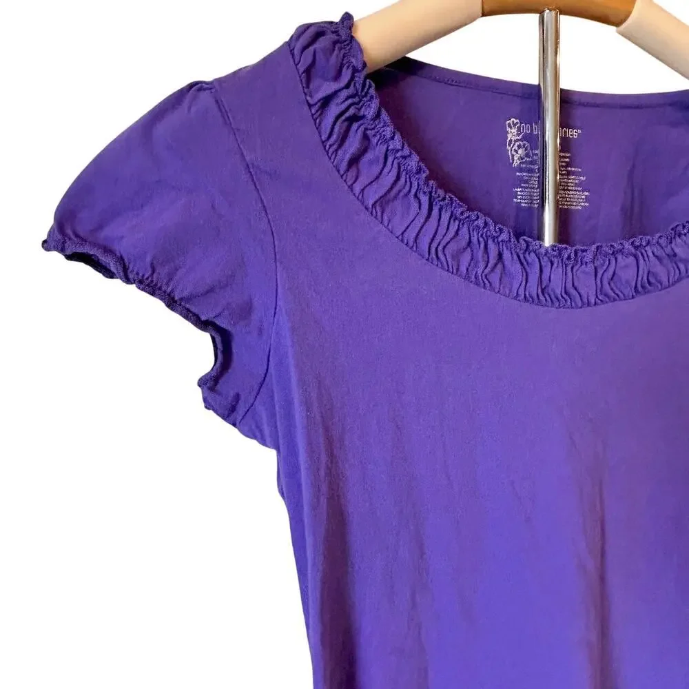 90s Y2K Style Purple Ruffle Scoop Neck Cap Sleeve Feminine Fairy Women's Large - Picture 2 of 10